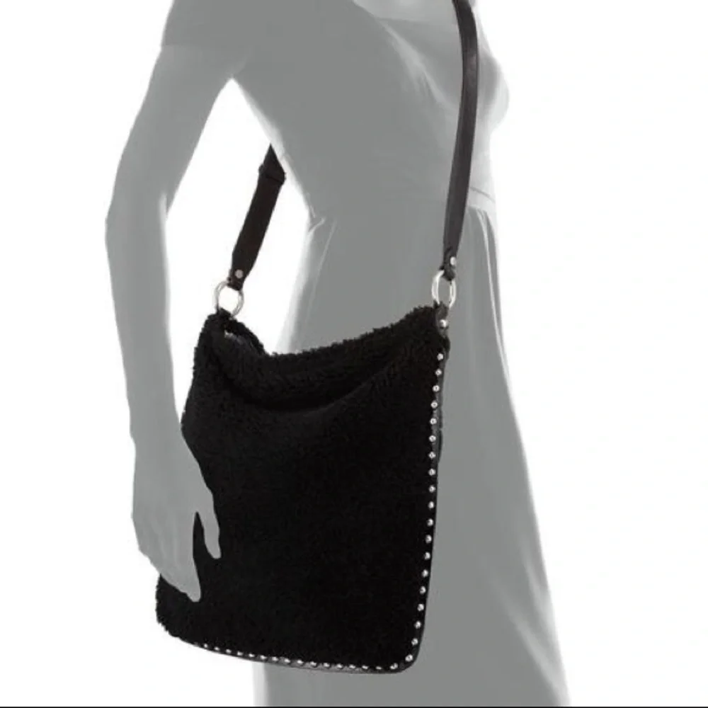 Rebecca‎ Minkoff Alexa Black Shearling Hobo Bag - Picture 2 of 8